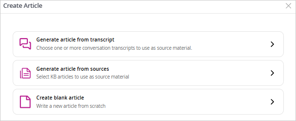 Create Article Options